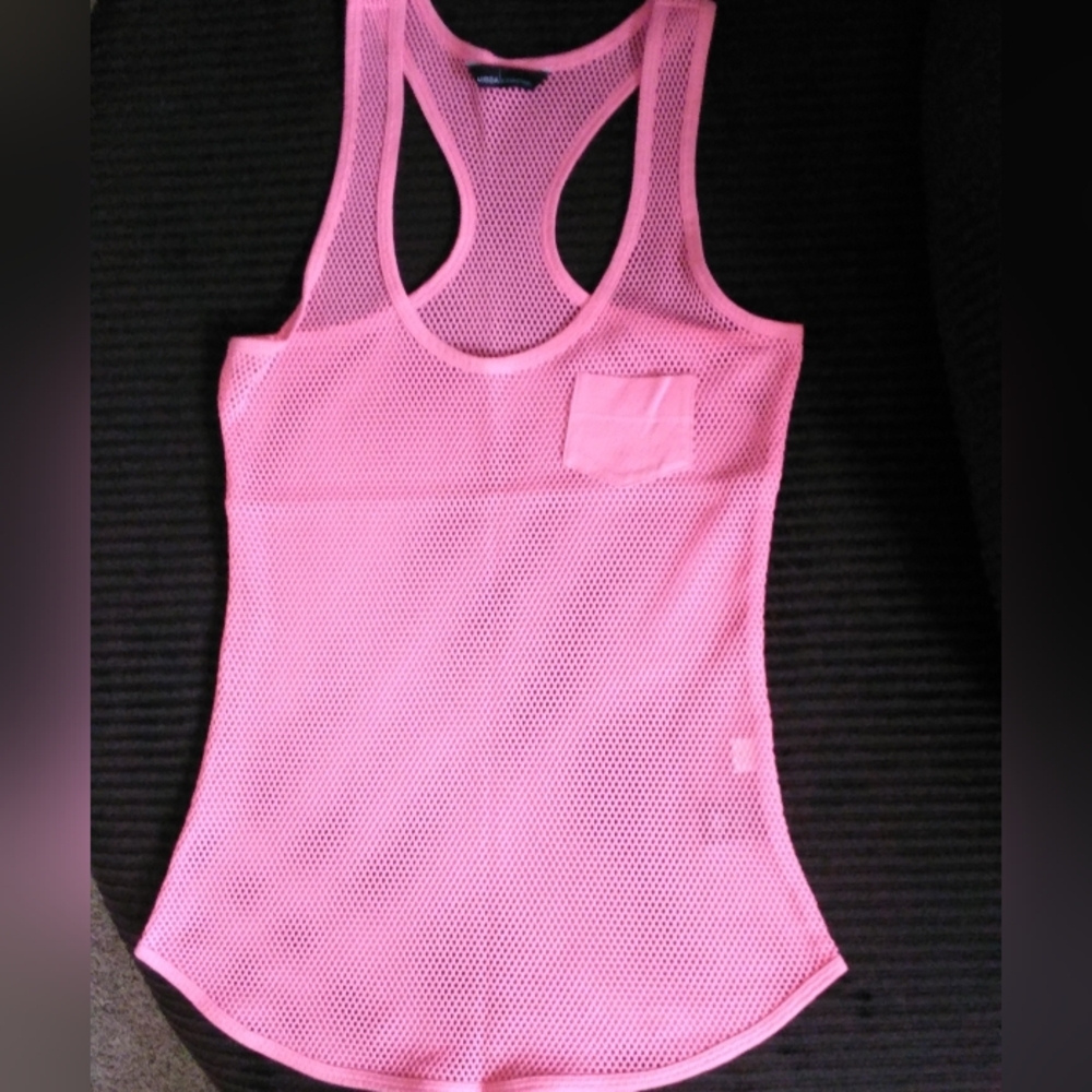 Pink Mesh Racerback Tank Top - Picture 7 of 7